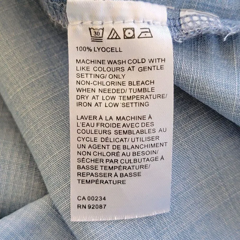 Saks Fifth Avenue Chambray Button Down Dress Womens Size M Light Blue Lyocell - Picture 10 of 10